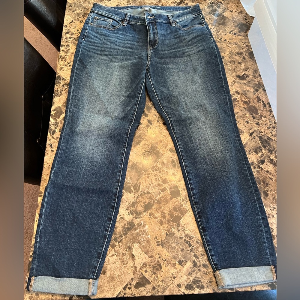 New York & Company Dark Blue Curvy Boyfriend Jeans